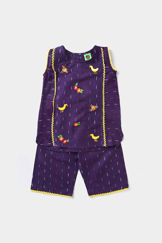 Infant Girls Jacquard EMB 2PC Suit Little-Purple